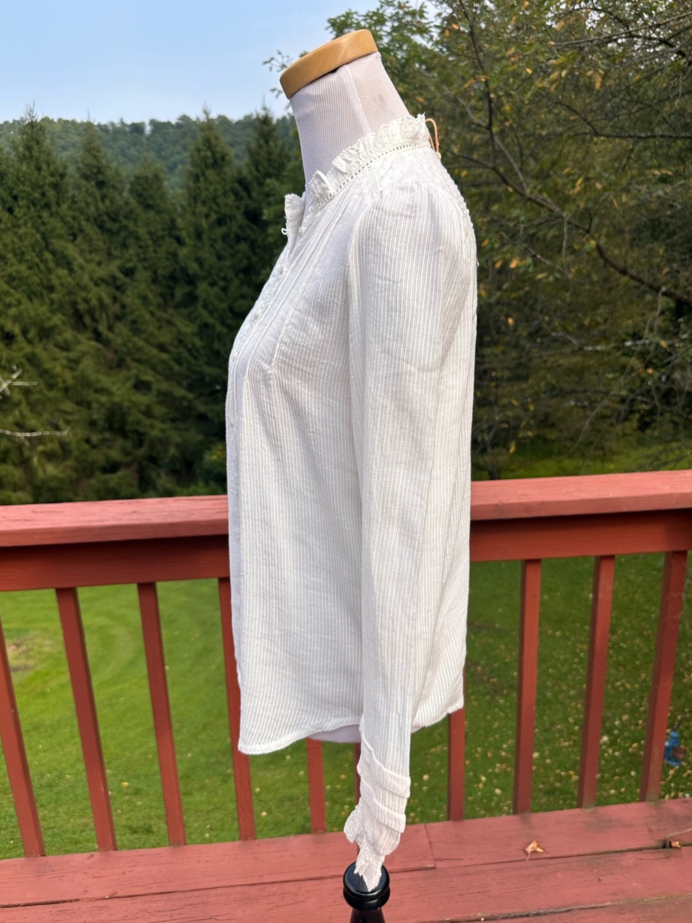 Quince Organic Textured Cotton Peasant Blouse NWT - Picture 4 of 11